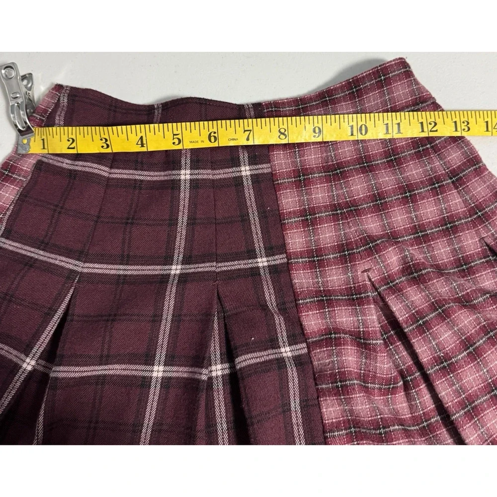 Hollister Womens XS Skirt‎ Dark Academia Preppy Plaid Mini Flannel Stretch Fall
